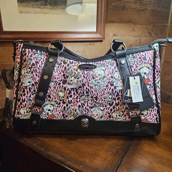 Ed Hardy Pink and Black Women's Bag With Straps - Picture 3 of 8
